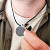 Mens personalised necklace with D engraved on the front and photo inside