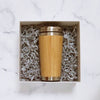 Bamboo travel mug in an open gift box