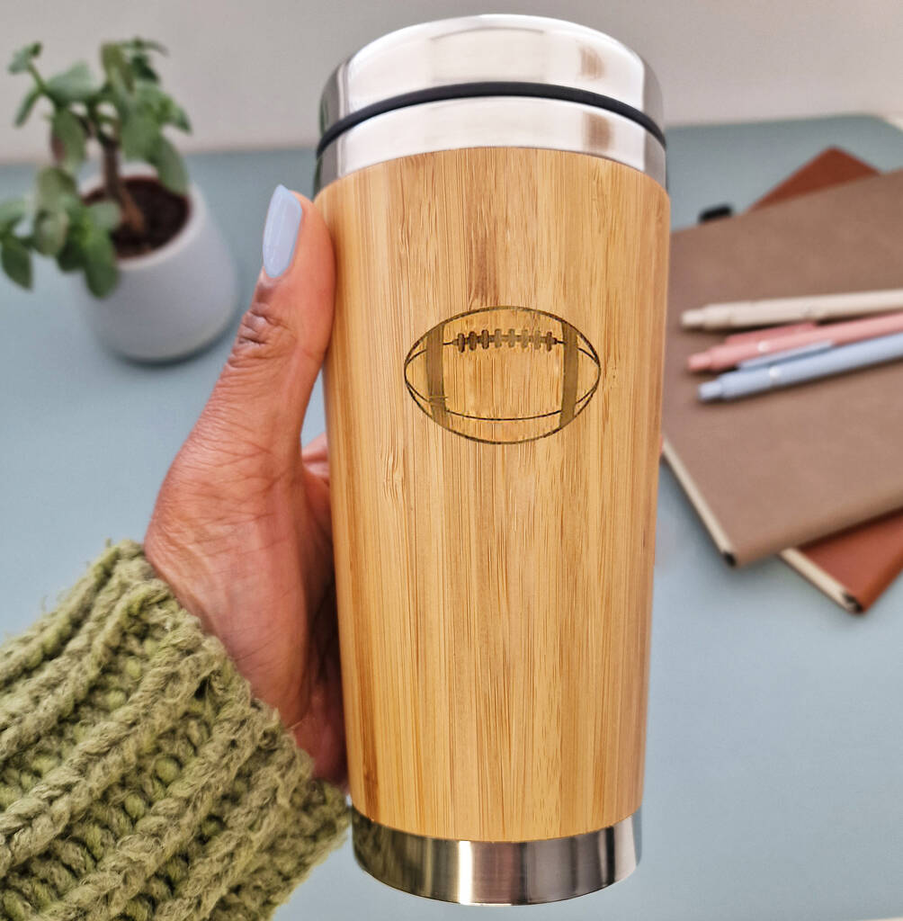 Bamboo rubgy travel mug