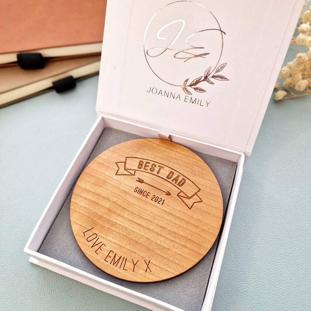 Personalised Wooden Best Dad Coaster, Father's Day Gift – Joanna Emily