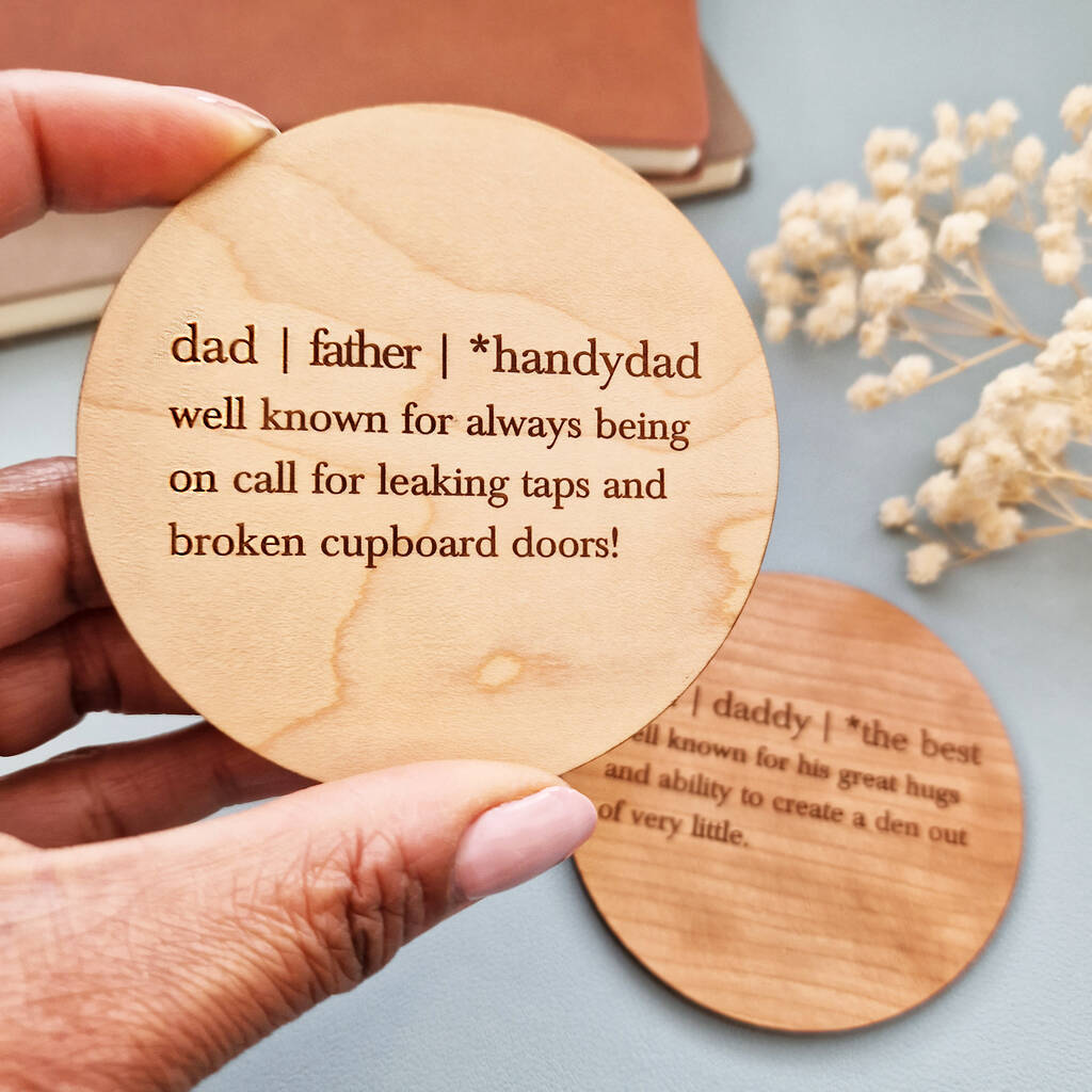 Personalised Wooden Dad Definition Coaster, Fathers Day – Joanna Emily