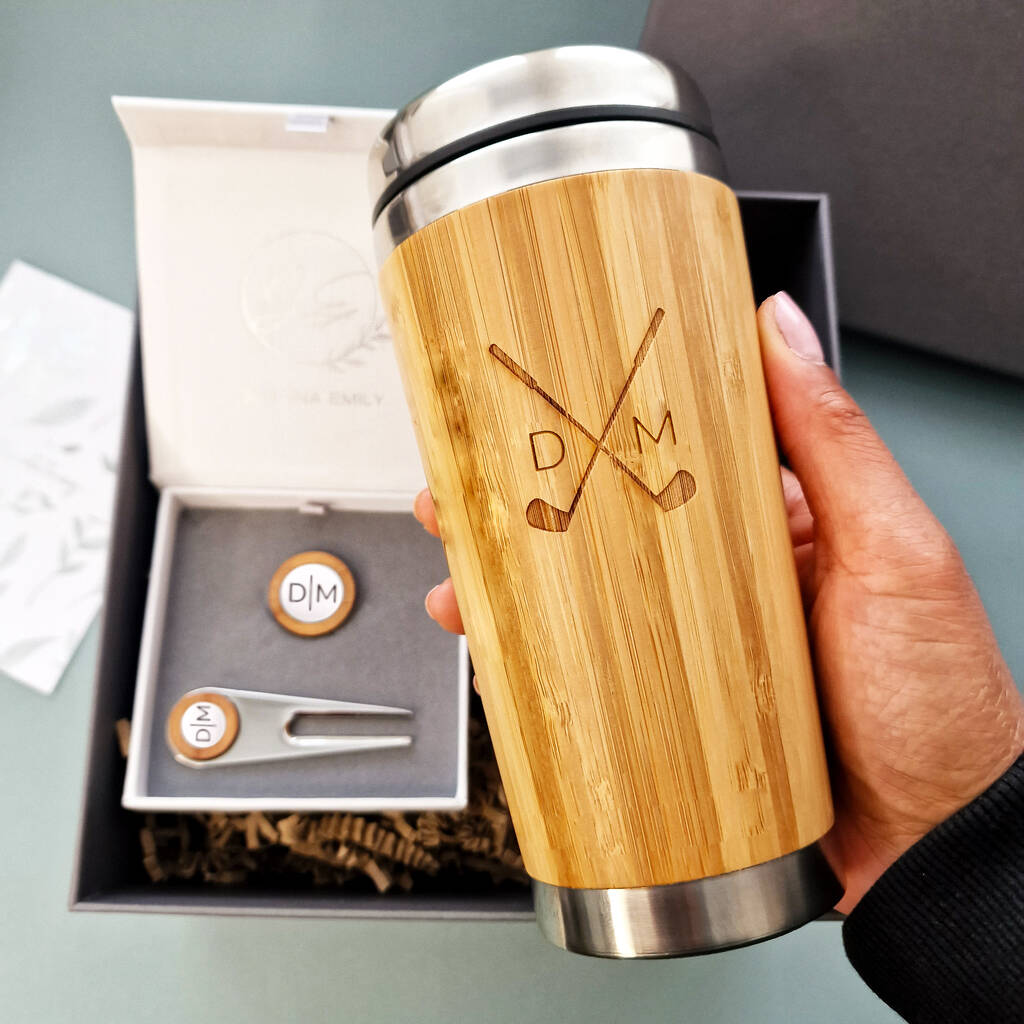 Personalised Wooden Travel Mug Golf Hamper, Golf Gift – Joanna Emily